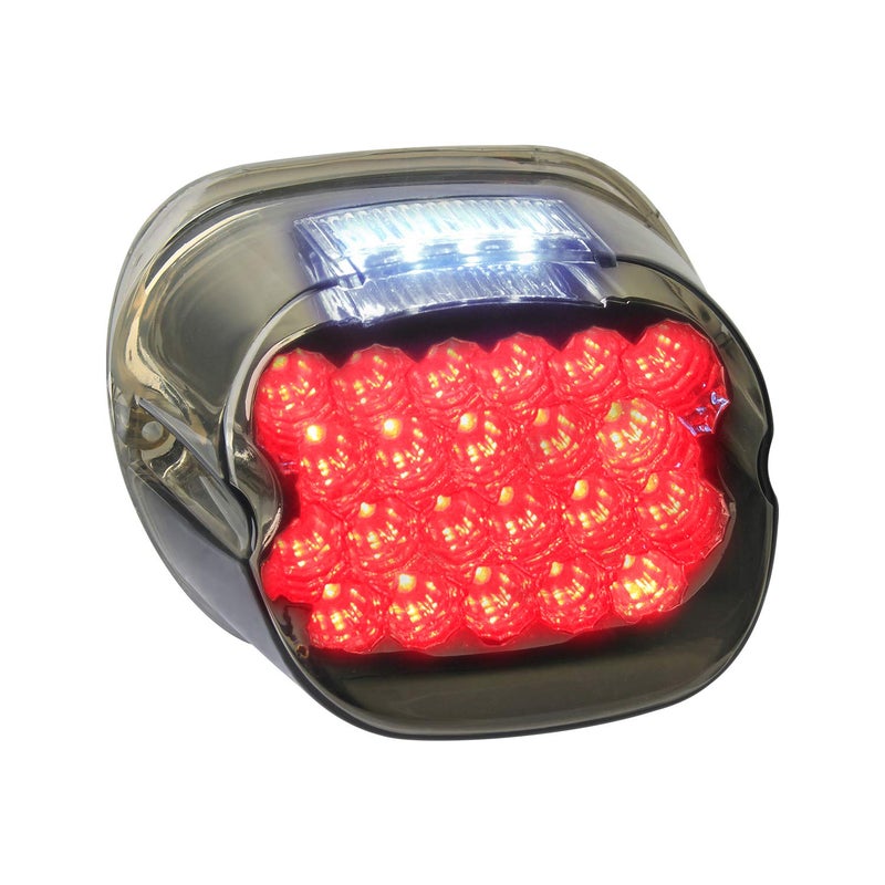 NTHREEAUTO LED Tail Light Silver FL Smoked Layback Brake Taillights Compatible with Harley Dyna, FLST, FXSTB, FXST, Touring Models - Image 1